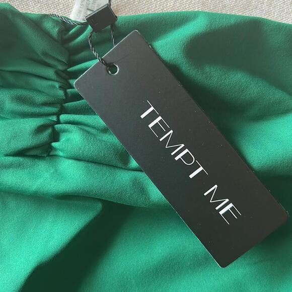 Emerald Green High-Waisted Bikini with Ruched Waistband, NEW, NWT, Size L - Picture 5 of 5